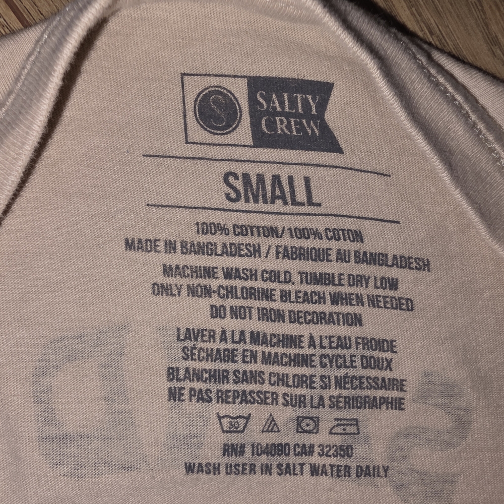 Salty Crew Light Tan Crew Neck Tee with Printed Care Label - Picture 5 of 5